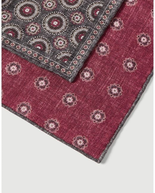 Brunello Cucinelli Purple Silk Pocket Square With Medallion Design for men