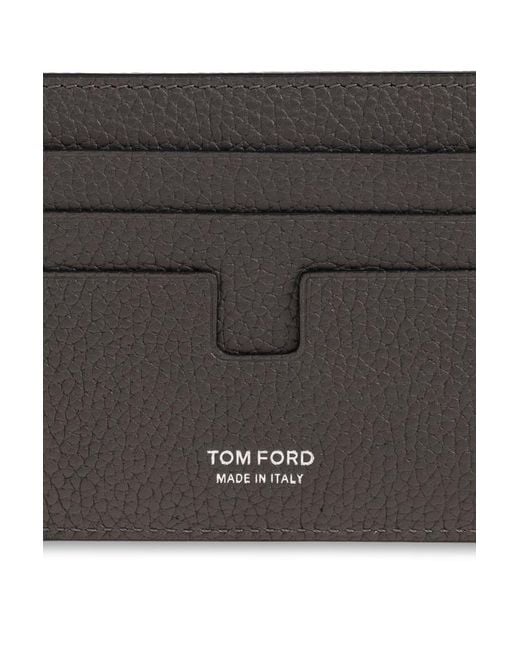Tom Ford Gray Logo Card Holder for men