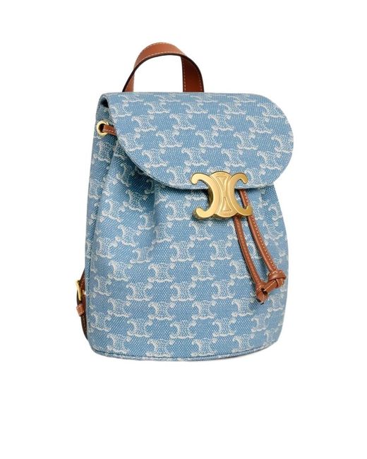 Céline Blue Bonnie Arc De Triomphe Print Fabric Backpack