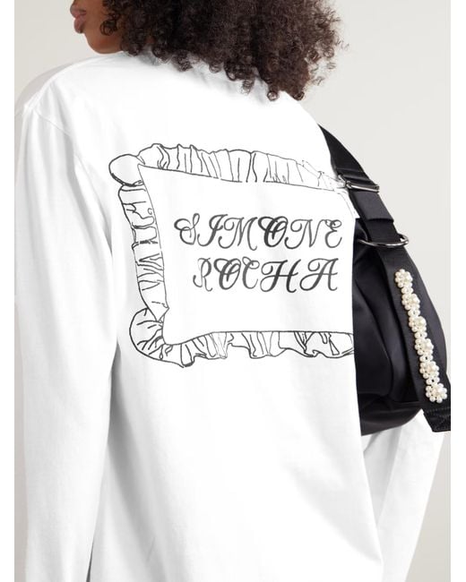 Simone Rocha White Printed Long-Sleeved T-Shirt