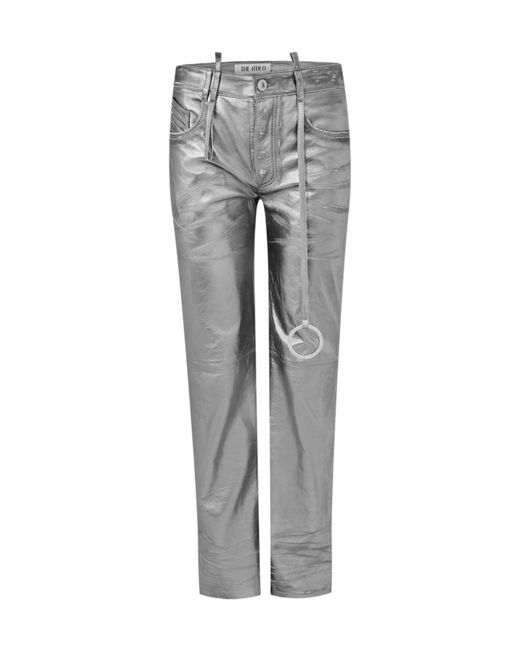 The Attico Gray Mirror Straight Leg Trousers