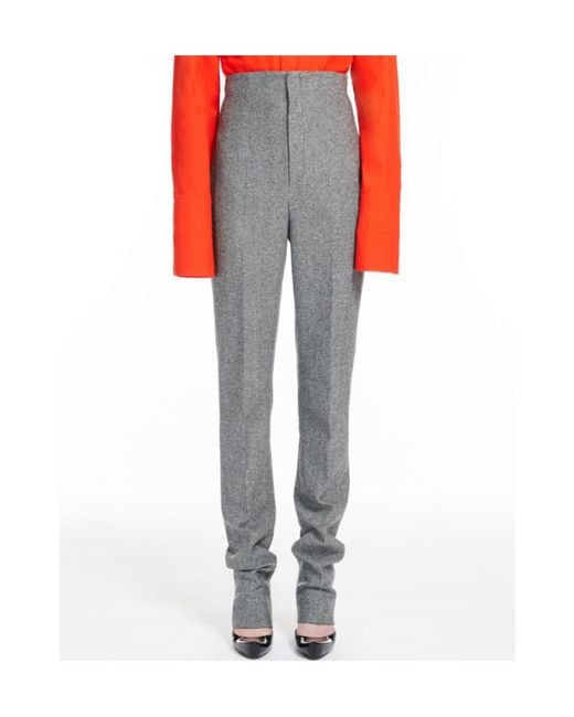 Sportmax Gray Chevron-Knit High-Waisted Trousers