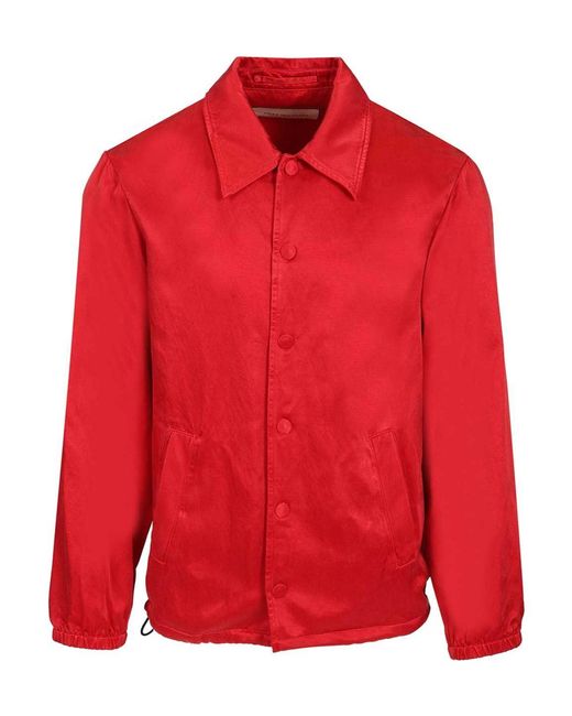 Dries Van Noten Red Vorries Snap-Front Jacket for men