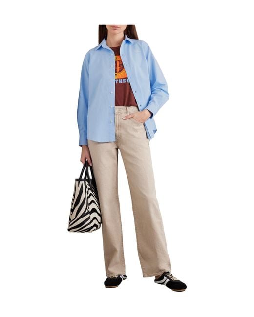 Mother Blue Embroidered Cotton Shirt