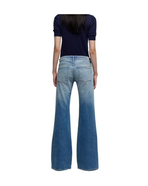 7 For All Mankind Blue Low-Rise Flared Jeans