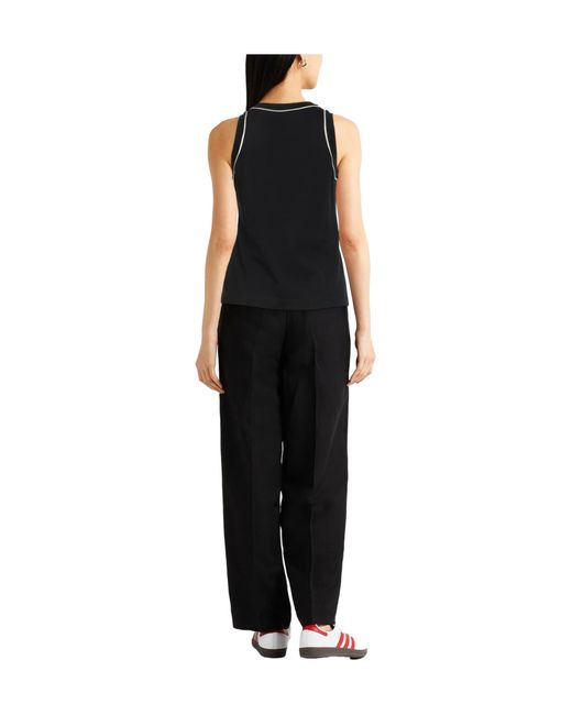 Brunello Cucinelli Black Solid-Color Sleeveless Crew Neck Blouse