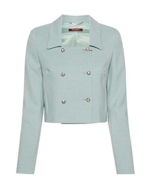 Max Mara Blue Vernice Cropped Blazer