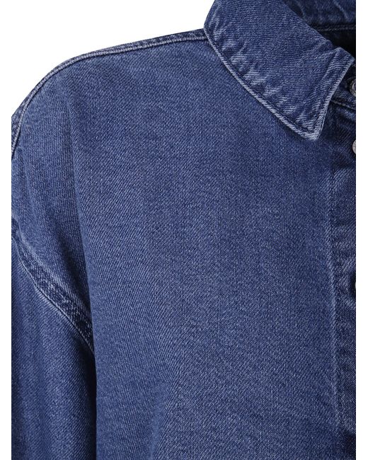 7 For All Mankind Blue Button-Down Long-Sleeved Shirt