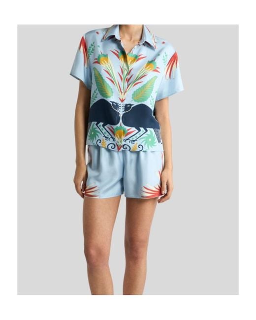 Etro Blue Pattern-Printed Shirt And Shorts Set