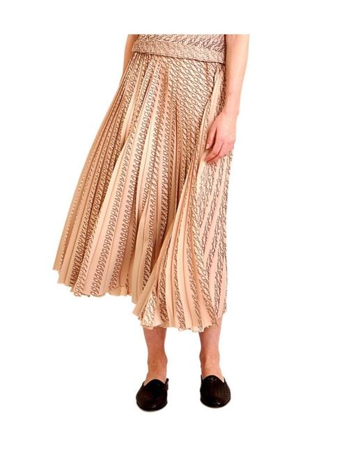 Herno Pink All-Over Patterned Pleated Skirt