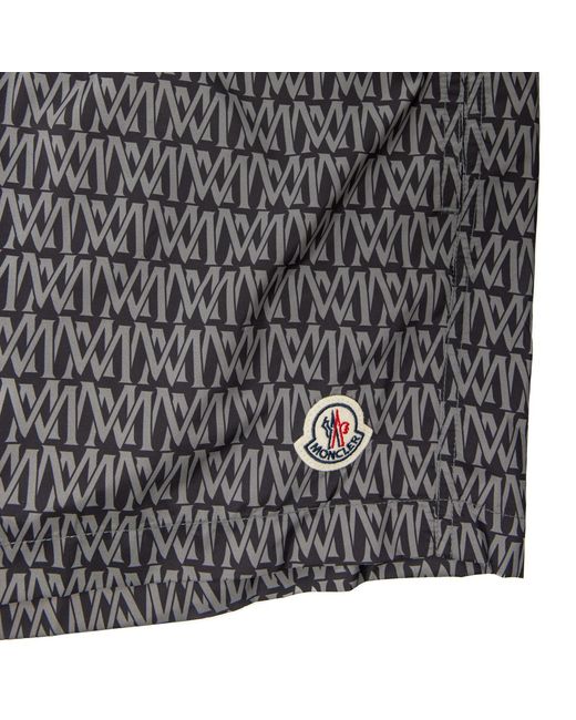 Moncler Gray Monogram Printed Swimming Shorts for men