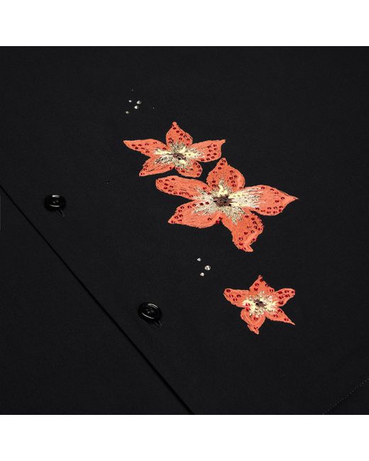 Céline Black Embroidered Hawaiian Shirt for men
