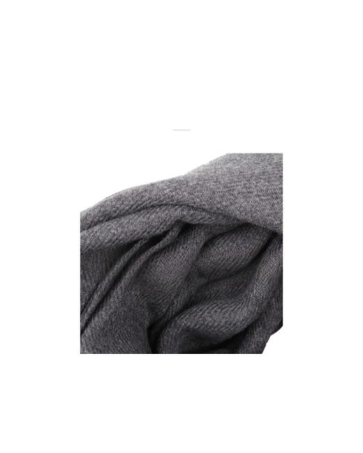 Emporio Armani Gray Logo Detailed Fringed Scarf for men