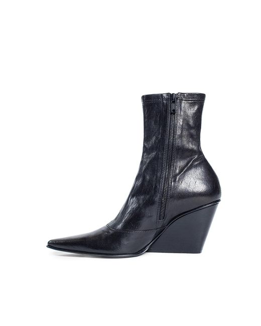 Ann Demeulemeester Blue Pointed Short Boots