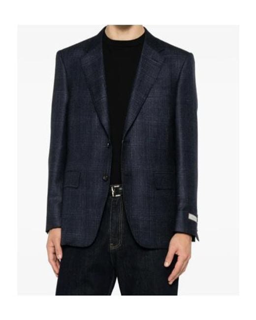 Canali Blue Single-Breasted Suit Jacket for men