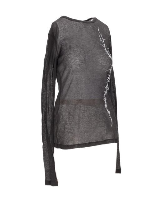 Ann Demeulemeester Gray Fiene Printed Long-Sleeved T-Shirt