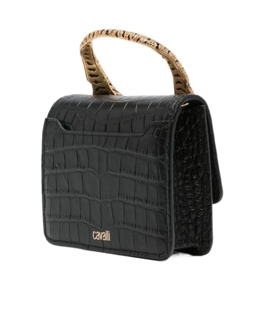Roberto Cavalli Black Roar Small Flap Shoulder Bag