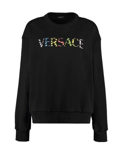Versace Black Embroidered Cotton Sweatshirt