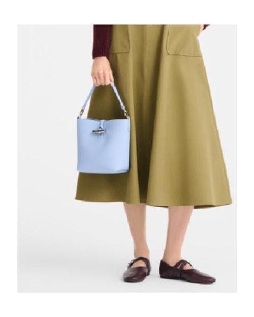 Longchamp Blue Mini Le Roseau Leather Shoulder Bag