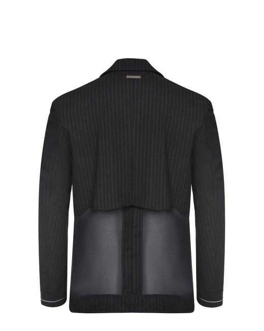 ANDERSSON BELL Black Sheer Panel Pinstripe Blazer for men