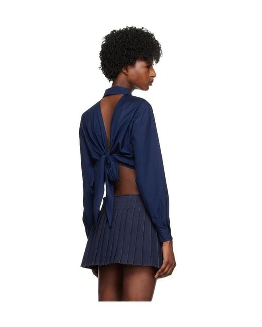 AMI Blue Long-Sleeved Short-Style Shirt
