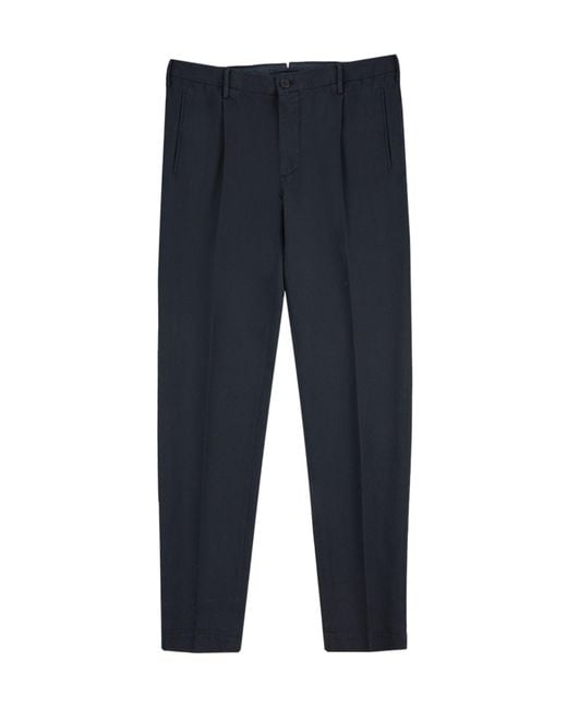 Incotex Blue Pleat-Detailed Trousers for men