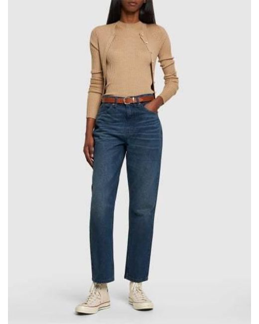 Re/done Blue Denim Trousers With Logo Affixed