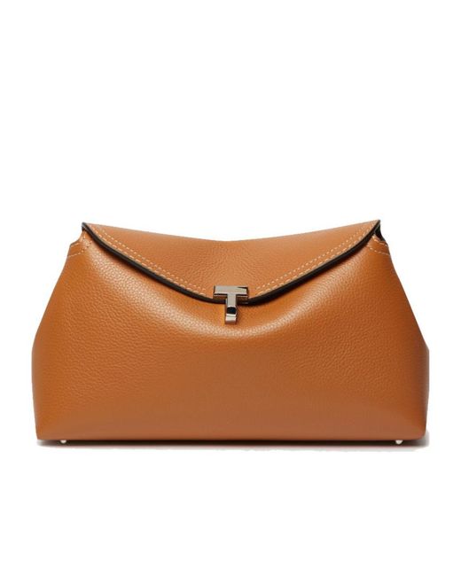 Totême Brown T-Lock Logo Shoulder Bag