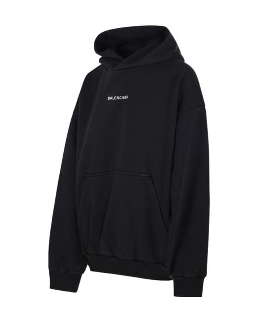 Balenciaga Black Logo Embroidered Medium-Fit Hoodie