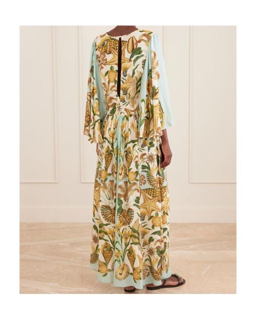 Farm Rio Metallic Floral Print Crepe De Chine Maxi Dress