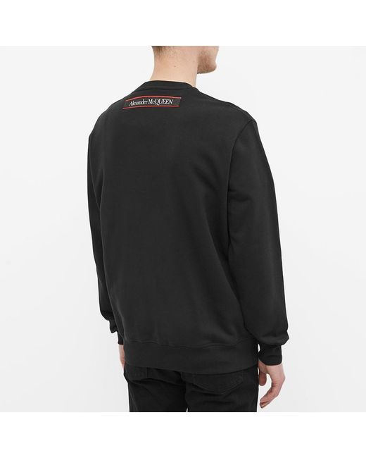 McQueen Black Logo Patch Crewneck Sweatshirt for men