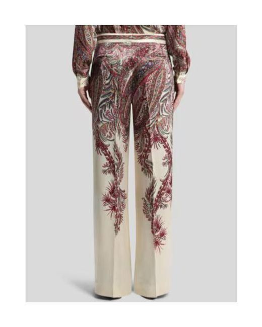 Etro Natural Printed Satin Palazzo Trousers