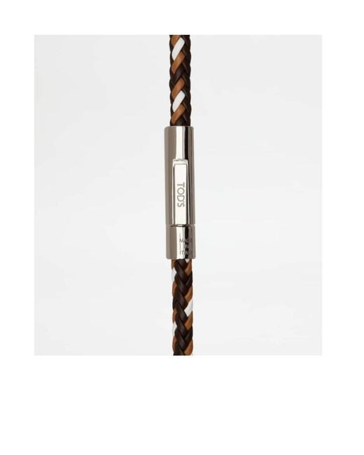 Tod's White My Colors Braided Leather Bracelet for men