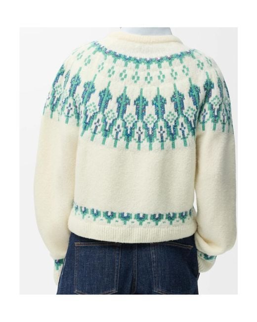 Loewe Blue Fair Isle Pattern Crewneck Jumper