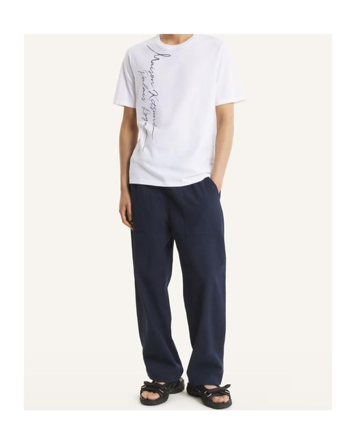 Maison Kitsuné White Maison Kitsuné Script Logo T-Shirt for men