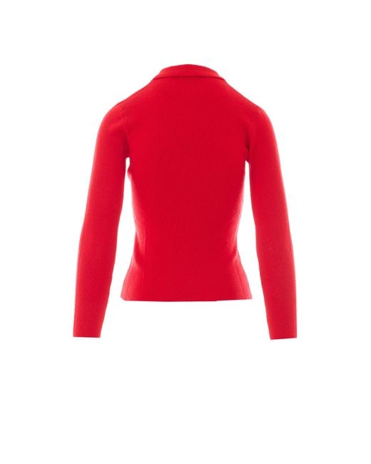 Ganni Red Ribbed Knit Sweater