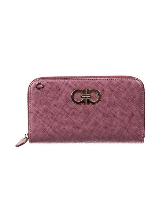 Ferragamo Purple Logo Zipper Wallet for men
