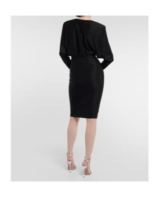 Alexandre Vauthier Black Satin Midi Dress