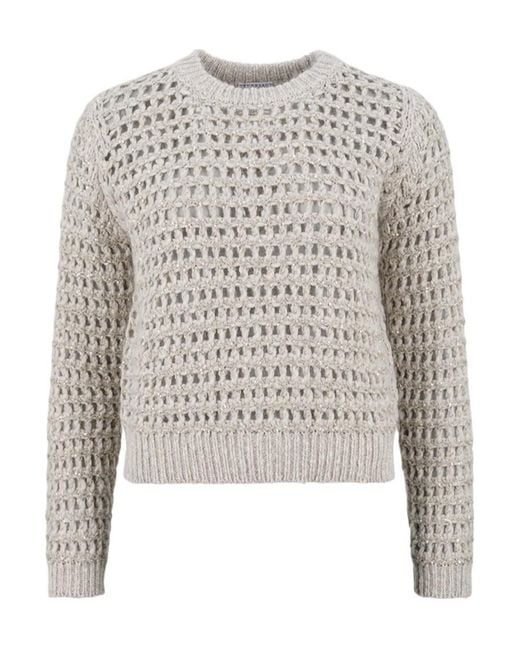 Brunello Cucinelli White Long-Sleeve Knit Top