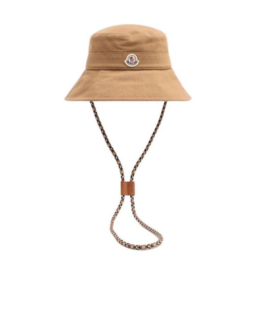 Moncler White Logo Gabardine Bucket Hat