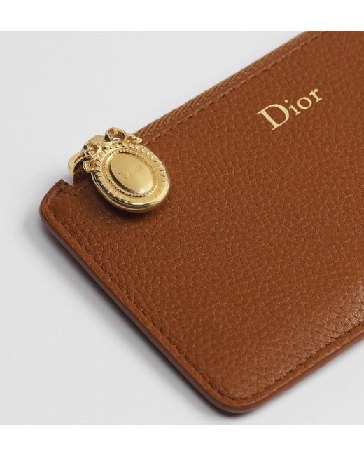 Dior Brown Médaillon Cosmos Zipped Card Holder