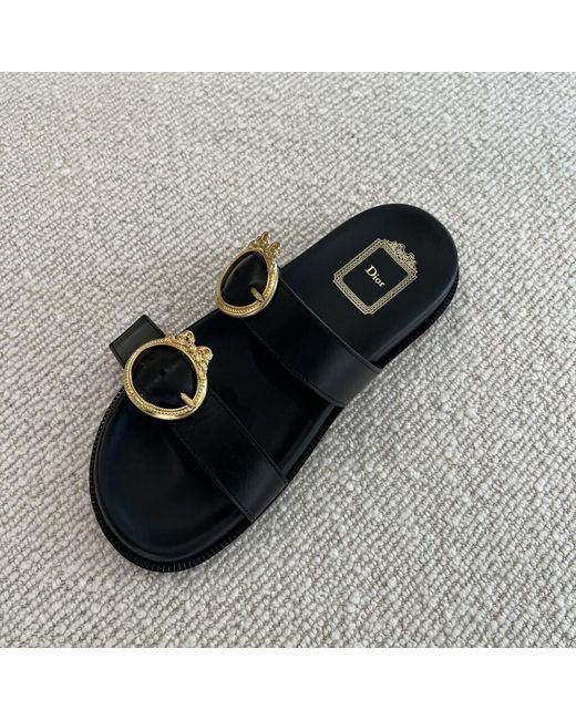 Dior Black Open-Toe Slippers