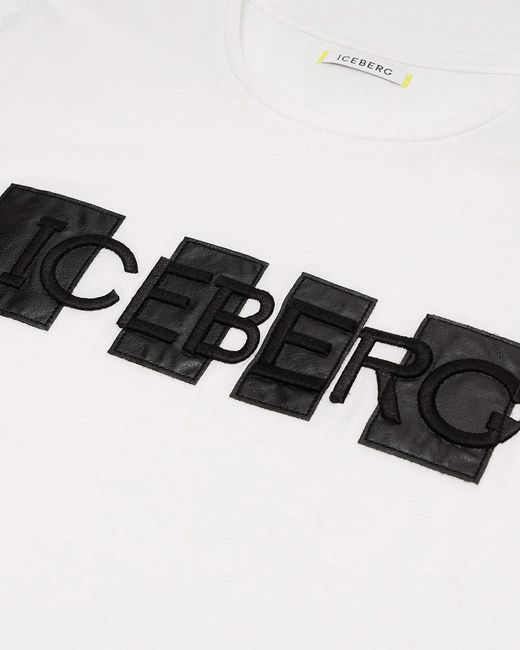 Iceberg White Round Collar Logo T-Shirt for men