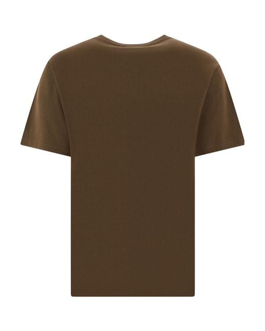 Maison Kitsuné Brown Logo Printed Cotton Crewneck for men