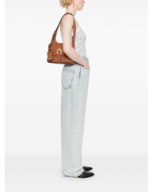 Moschino White Love Logo-Plaque Zipped Shoulder Bag