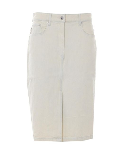A.P.C. White Front-Slit Midi Skirt