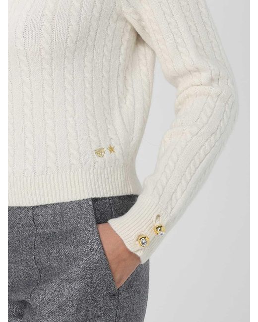 Chiara Ferragni White Crewneck Long-Sleeved Jumper