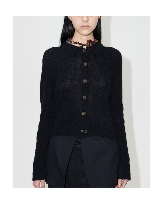 Our Legacy Black Mazzy Long Sleeved Ribbed-Knit Cardigan