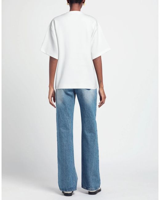Dolce & Gabbana White Solid Color Crew Neck Short Sleeve Top