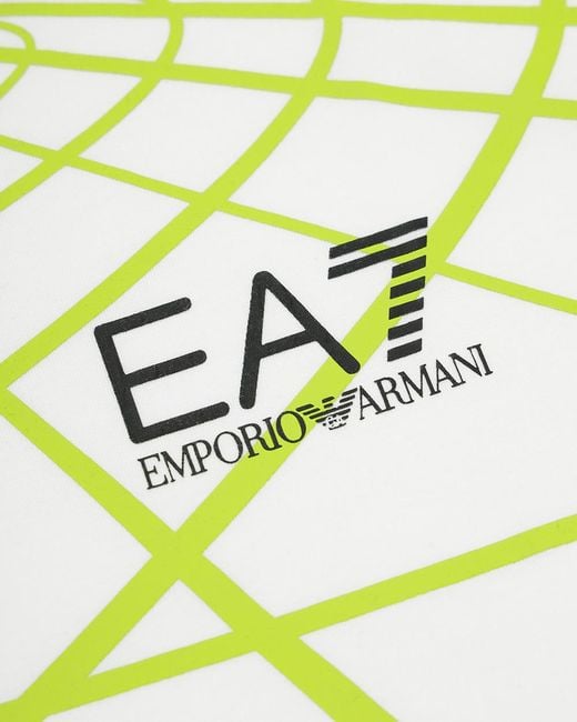 EA7 White Logo Printed T-Shirt With Round Neck for men